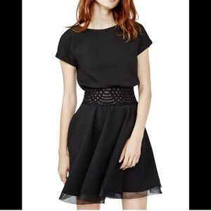 Maje Women's Black Rodene Belted Dress Black Sz 2